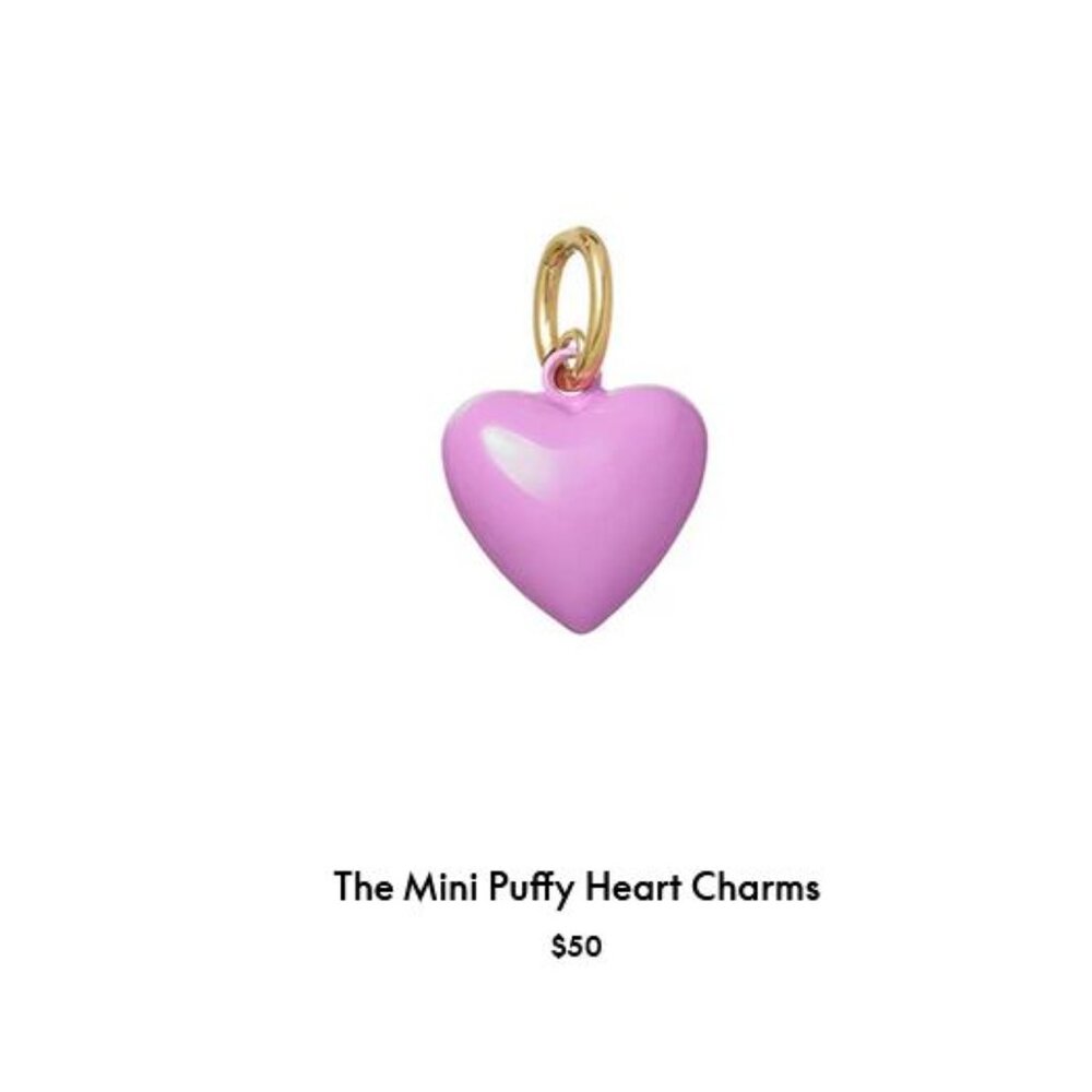 Roxanne Assoulin Pink Puffy Heart Charm Pendant with Gold Loop